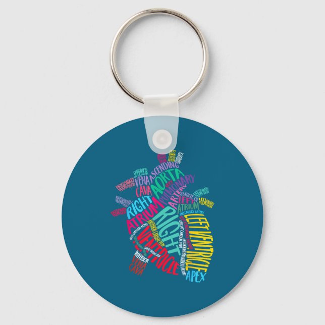 Anatomical Heart Design Cardiac Cardiovascular Icu Key Ring (Front)