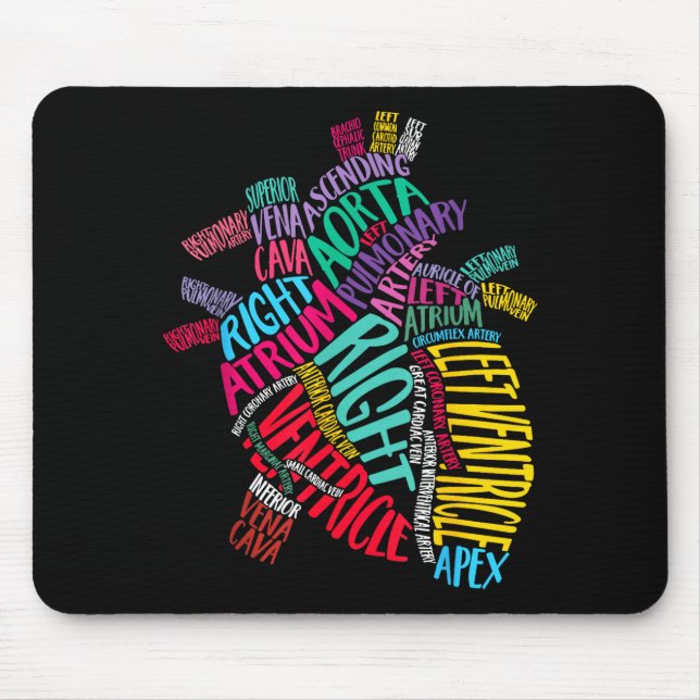 Anatomical Heart Design Cardiac Cardiovascular Icu Mouse Mat (Front)