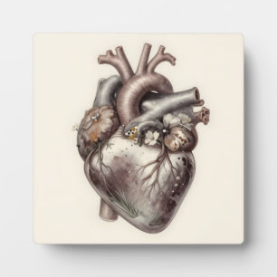 Anatomical Heart Floral Vintage Botanical Medical Plaque