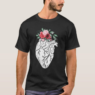 Anatomical Heart Flowers Cardiologist Heart Surviv T-Shirt