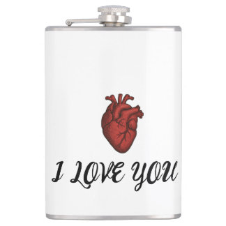 Anatomical Heart "I Love You"  Hip Flask