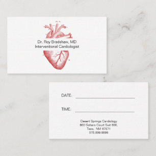 Anatomical Heart Illustration Cardiologist Business Card