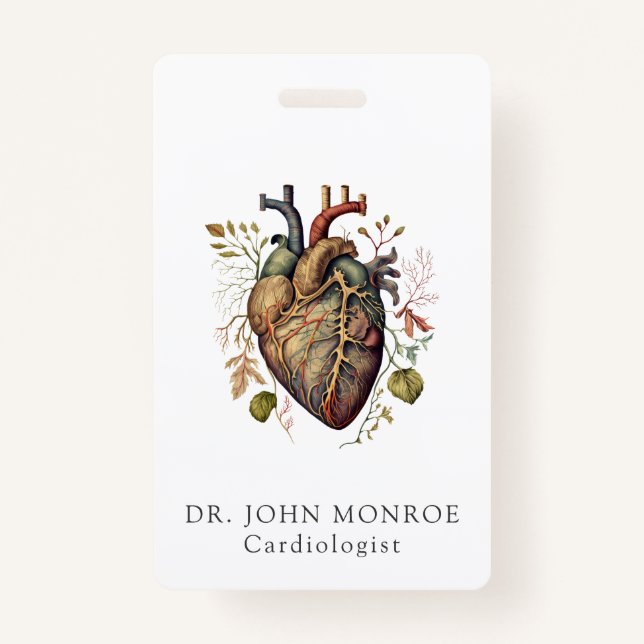 Anatomical Heart Medical Cardiology ID Badge (Front)
