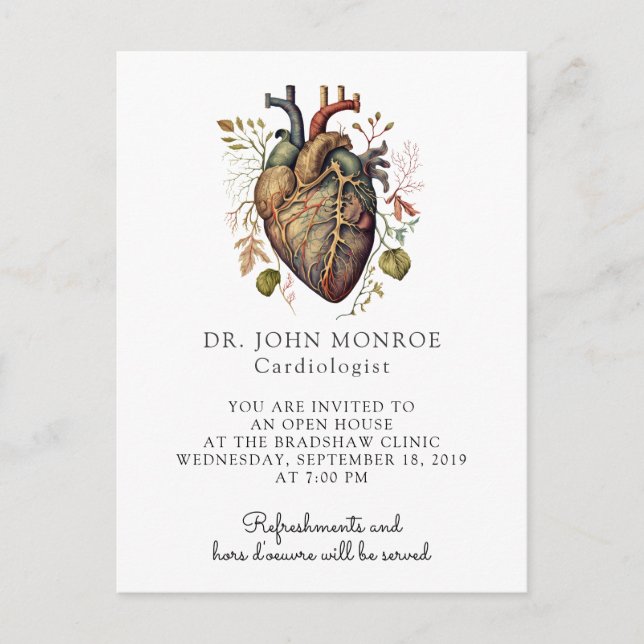 Anatomical Heart Medical Cardiology Invitation Postcard (Front)