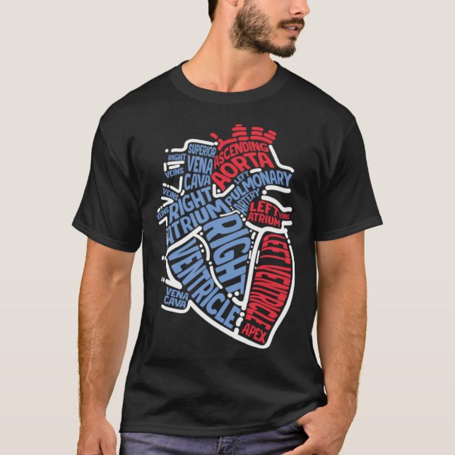 Anatomical Heart Medical Parts Cardiologist Surgeo T-Shirt (Front)