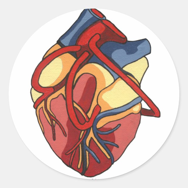 Anatomical Heart Round Sticker (Front)