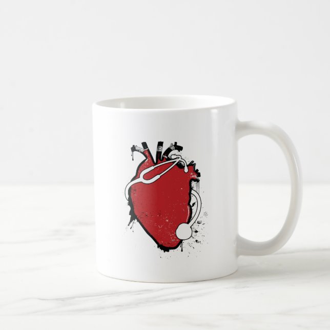anatomical heart stethoscope coffee mug (Right)