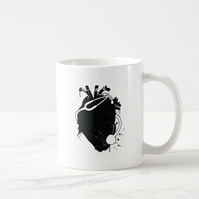 anatomical heart stethoscope coffee mug (Right)