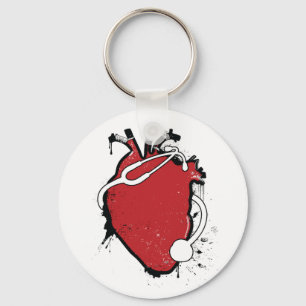 anatomical heart stethoscope key ring