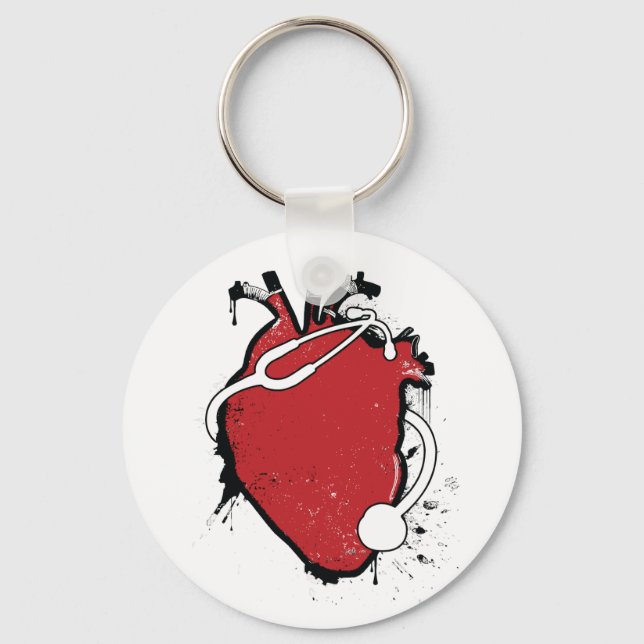 anatomical heart stethoscope key ring (Front)