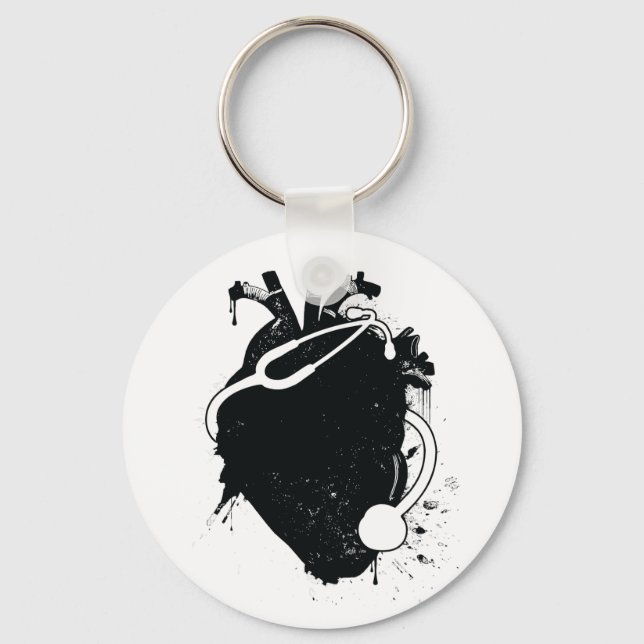 anatomical heart stethoscope key ring (Front)