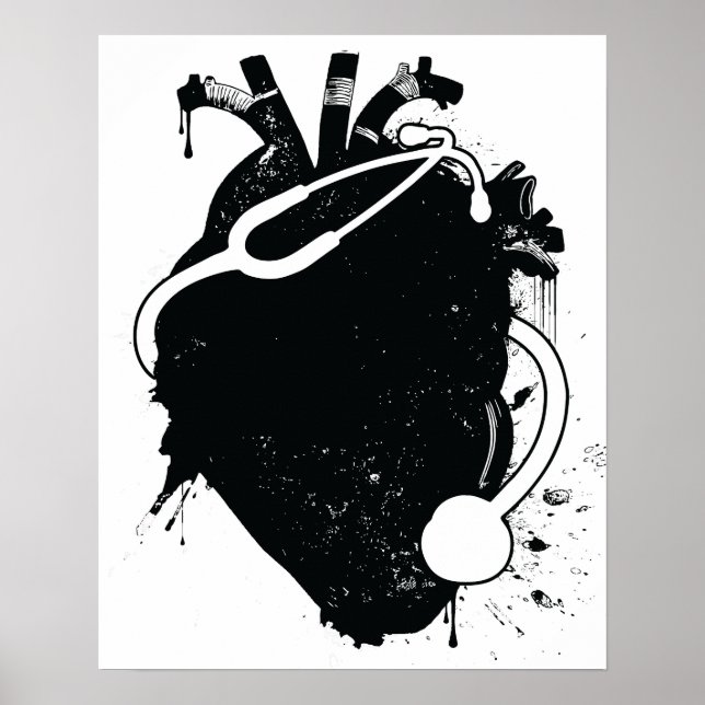 anatomical heart stethoscope poster (Front)