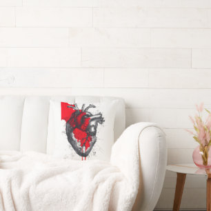 Anatomical Heart Trash Polka Art Pillow