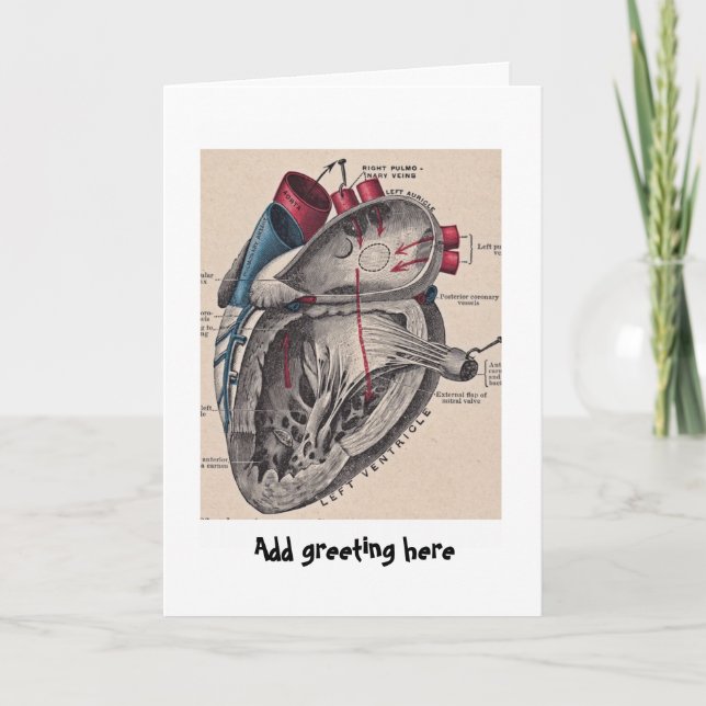 Anatomical Heart vintage diagram personalised Card (Front)