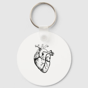 Anatomical Heart Vintage Line Art Key Ring