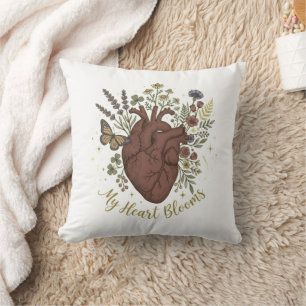 Anatomical Heart Wildflower Bouquet Aesthetic Cushion