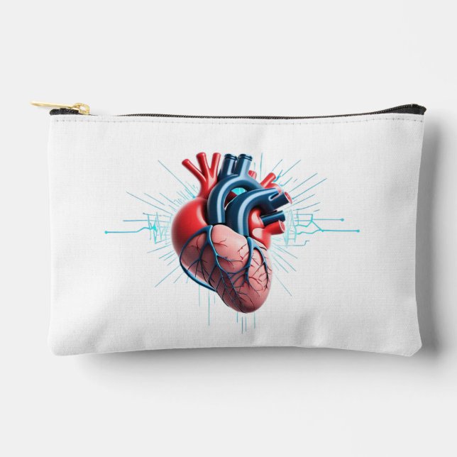 Anatomical Heart with EKG – Medical Art Design Accessory Pouch (Front)
