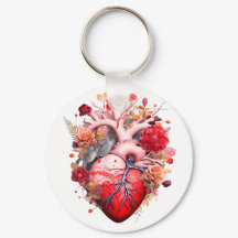 Anatomical heart with flowers 
