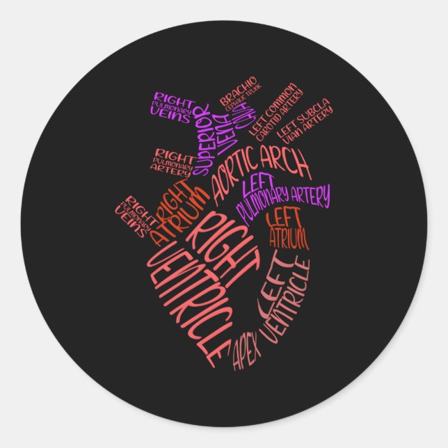 Anatomical Hu He Cardiology Medical Cardiac Nurse Classic Round Sticker (Front)