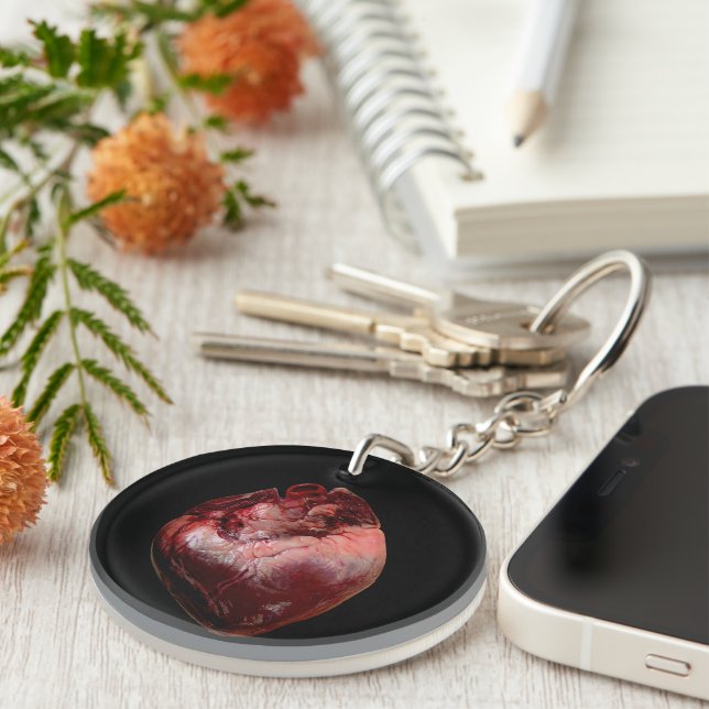 Anatomical Human Heart Acrylic Key Ring (Front Right)