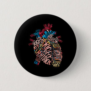 Anatomical Human Heart Cardiology Medical Cardiac  6 Cm Round Badge