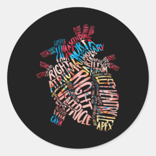 Anatomical Human Heart Cardiology Medical Cardiac  Classic Round Sticker