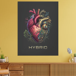 Anatomical Hybrid Heart Motherboard Circuit Canvas Print