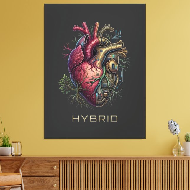 Anatomical Hybrid Heart Motherboard Circuit Canvas Print (Insitu(LivingRoom))