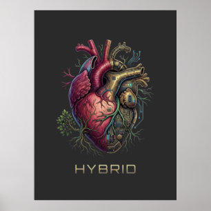 Anatomical Hybrid Heart Motherboard Circuit Poster