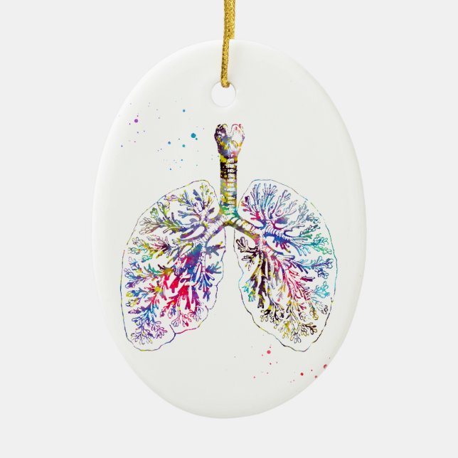 Anatomical Lungs Ceramic Tree Decoration (Front)
