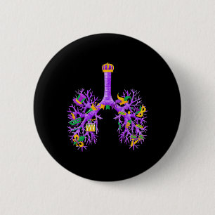 Anatomical Lungs Mardi Gras Respiratory Therapist  6 Cm Round Badge