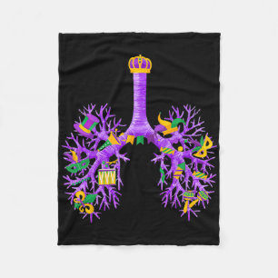 Anatomical Lungs Mardi Gras Respiratory Therapist Fleece Blanket