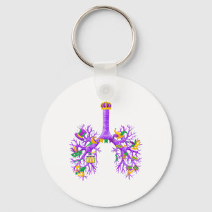Anatomical Lungs Mardi Gras Respiratory Therapist Key Ring