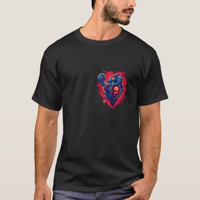 Anatomical Mechanical Heart with Laser Gun Cyberpu T-Shirt (Front)