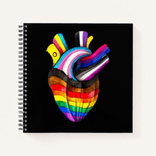Anatomical Rainbow Ally Heart Gay Pride Flag Lgbt  Notebook