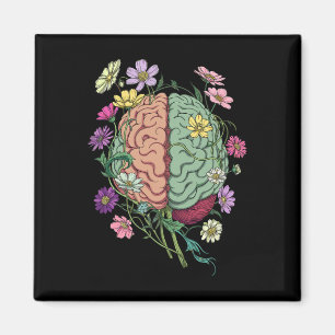 Anatomy Brain Flowers Floral Mental Health Psychol Magnet