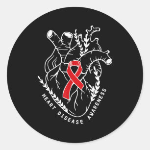 Anatomy Heart Ribbon Chd Heart Disease Awareness M Classic Round Sticker