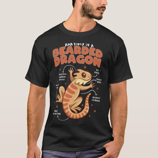 Anatomy of a Bearded Dragon Beardie Herpetology T-Shirt (Front)