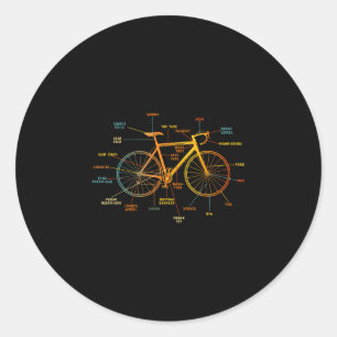 Anatomy of a bicycle - bicycle parts classic round sticker
