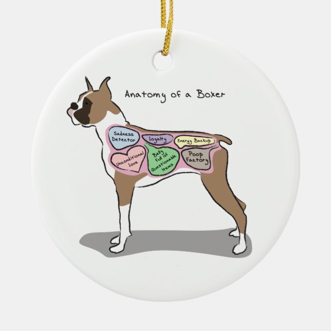 Anatomy of a Boxer Dog gifts Ceramic Tree Decoration (Front)