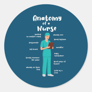 Anatomy Of A Caregiver Funny Geriatric Nurse  Classic Round Sticker