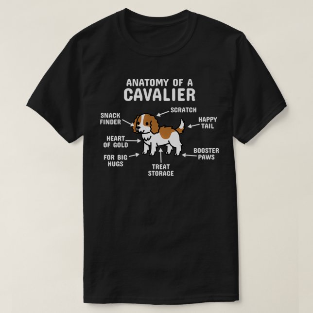 Anatomy Of A Cavalier King Charles Spaniel Dog Pul T-Shirt (Design Front)
