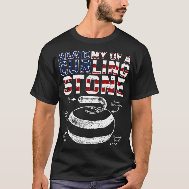 Anatomy of a Curling Stone American Flag T-Shirt (Front)