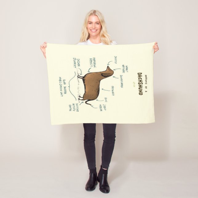 Anatomy Of A Dachshund | Dachshund Dog Lovers Fleece Blanket (In Situ)
