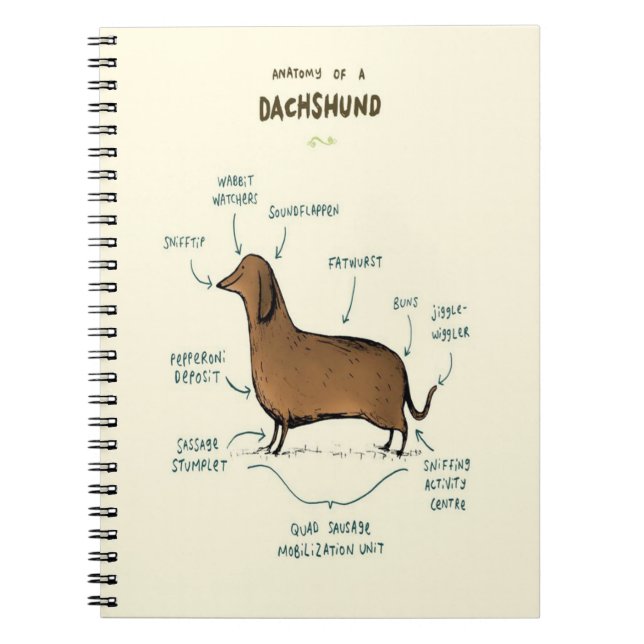 Anatomy Of A Dachshund | Dachshund Dog Lovers Notebook (Front)