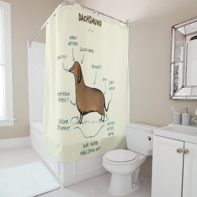 Anatomy Of A Dachshund | Dachshund Dog Lovers Shower Curtain (In Situ)