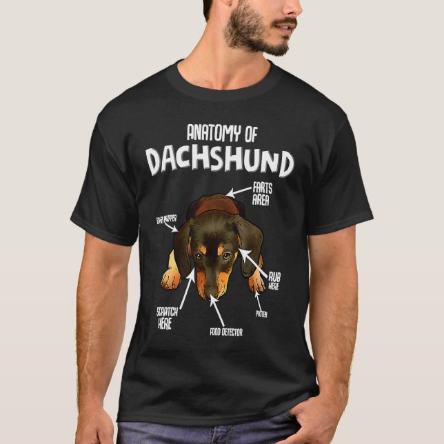 Anatomy of a Dachshund Teckel Dog  Phrases T-Shirt (Front)