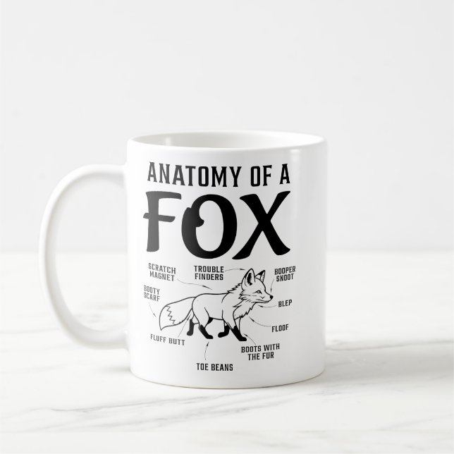 Anatomy of a Fox Funny Educational Diagram Coffee Mug (Left)