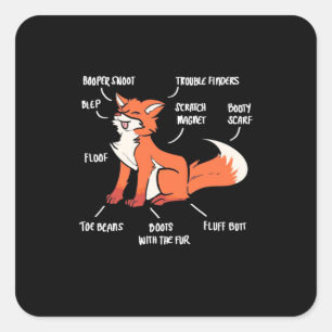 Anatomy Of A Fox Square Sticker