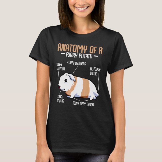 Anatomy Of A Furry Potato Guinea Pig Household Pet T-Shirt (Front)